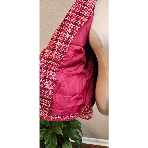Kasper Women's Button Front Notch Tweed Blazer Jacket Size 14P Petite Multicolor - Picture 4 of 6